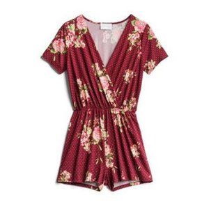 French Grey Burgundy Romper